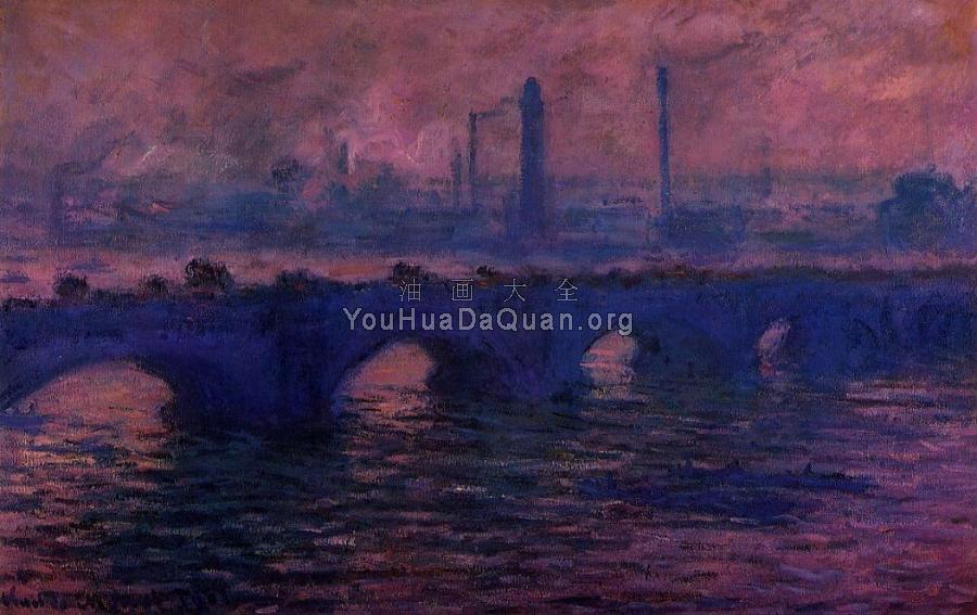 Waterloo Bridge, Overcast Weather - 克劳德·莫奈